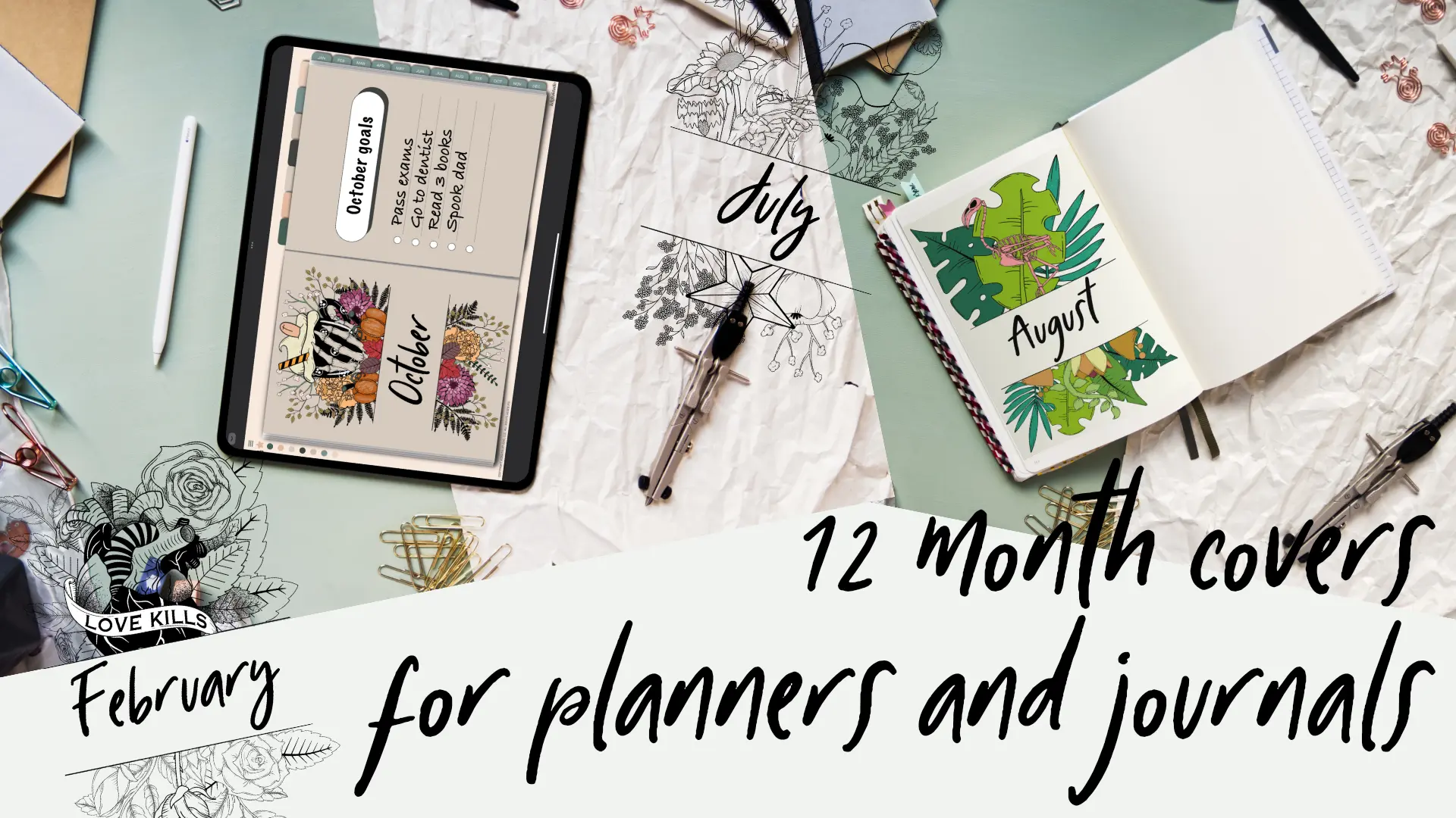 12 month covers for planner and journal